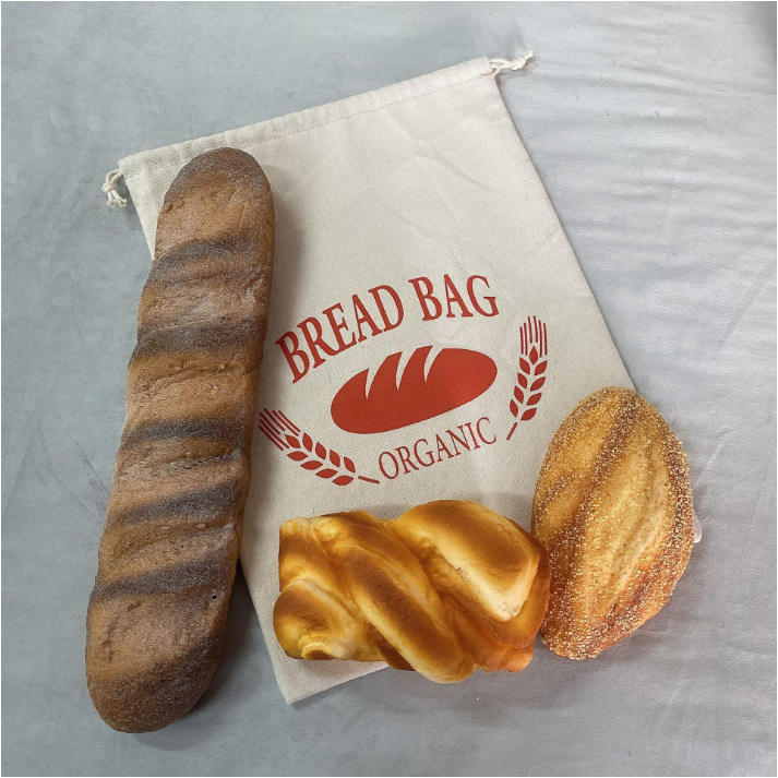 Custom Eco-friendly Reusable Drawstring Cotton Linen Bread Bag