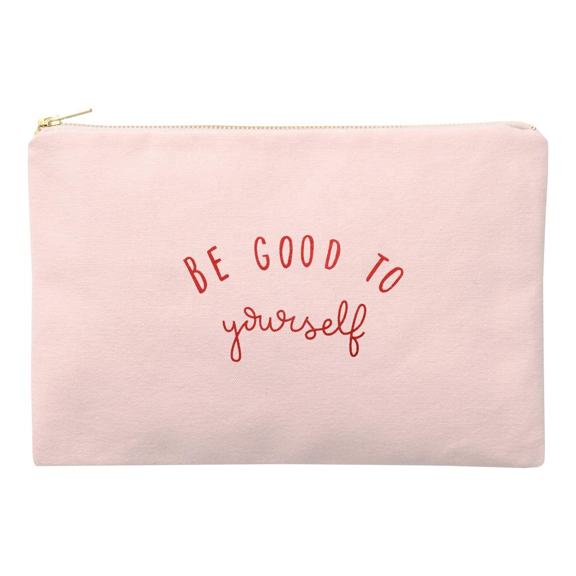 Blush Pink Canvas Makeup Pouch Eco Natural Cotton Canvas Cosmetic Pouch Bag With Zipper