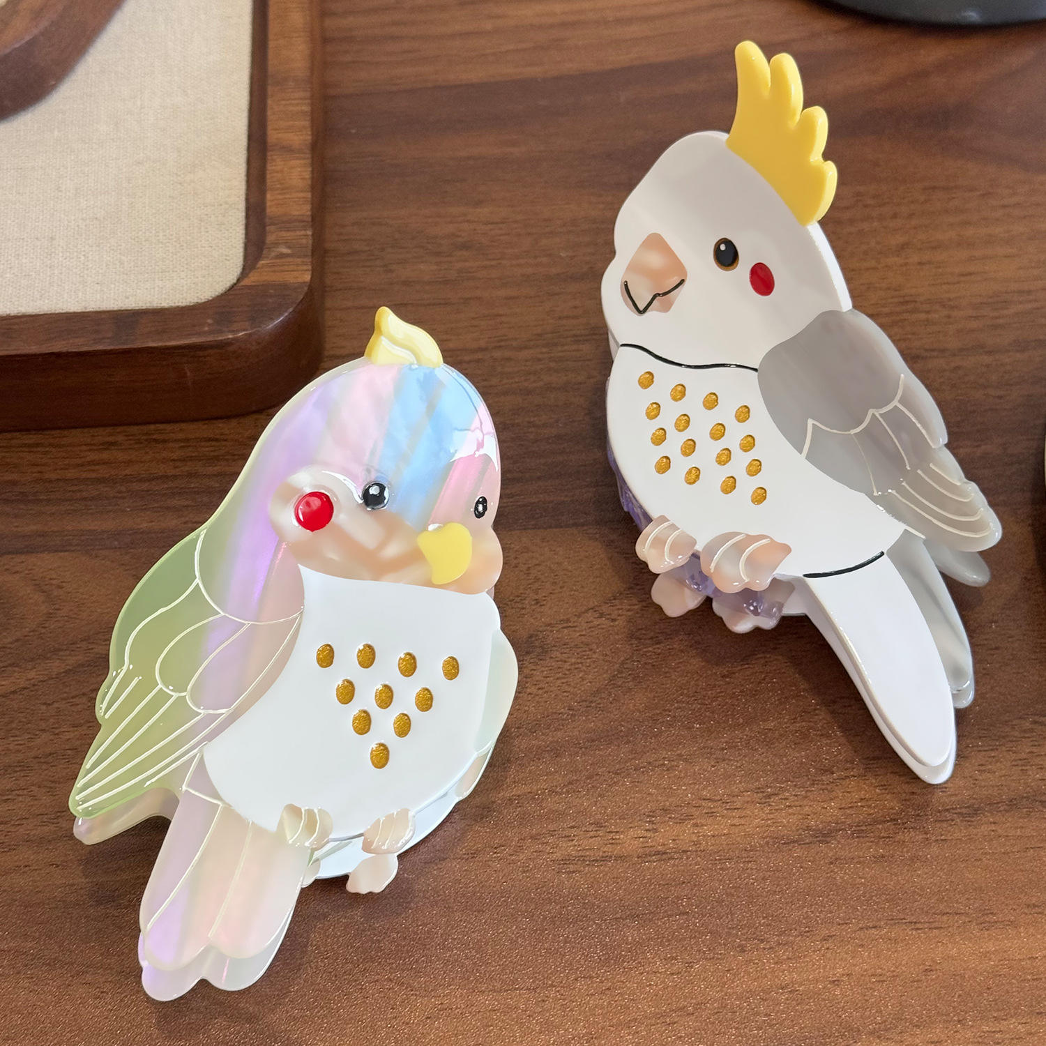 Customized Cute Animal Design Shark Clip Cartoon Bird Parrot Acetate Hair Claw Hair Accessories for Daily Use