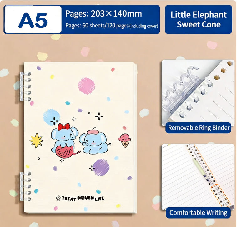 A5 Kawaii Bound Ruled PP Cover Eco-Friendly Notebook with Thick Cover Promotional for University Students