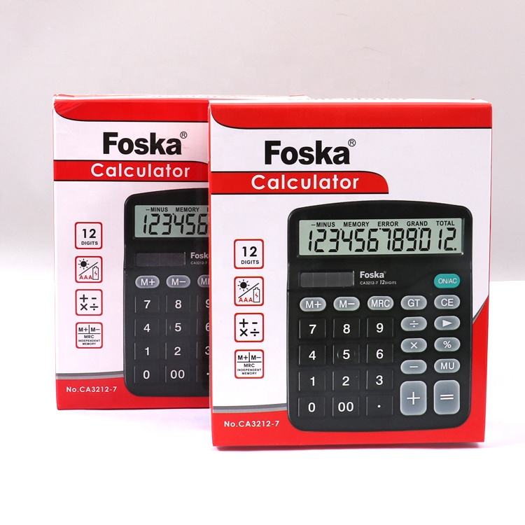 Foska Hot Sale 12 Digits Calculator with Japanese Quality Level for Office and School Students AAA Battery & Solar