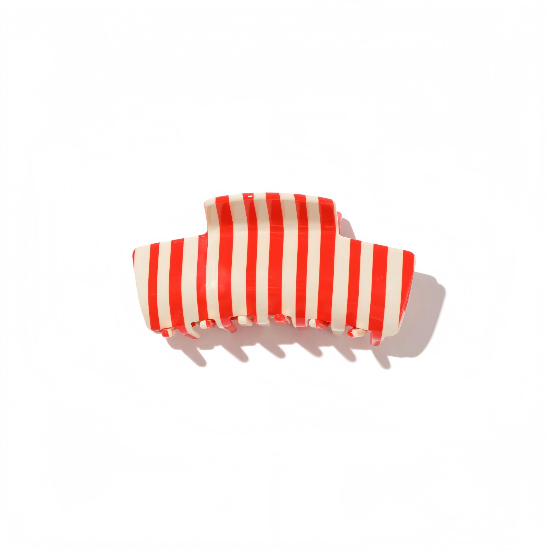 Korean-style Fashion Striped Shark Clip Women Versatile Stylish Ponytail Clip Colorful Medium-sized Acetate Hair Claw