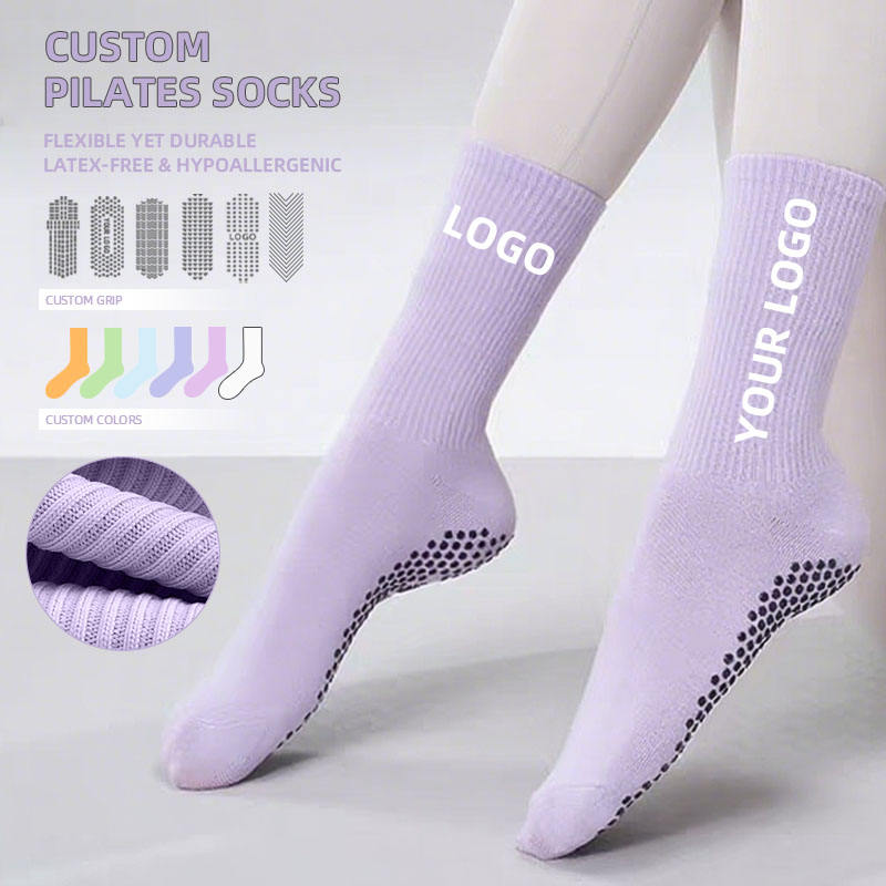 Women's Cotton Athletic Soccer Grip Socks Wholesale Custom Sweat-Absorbent Anti-Slip Soft Crew Height for Autumn Yoga